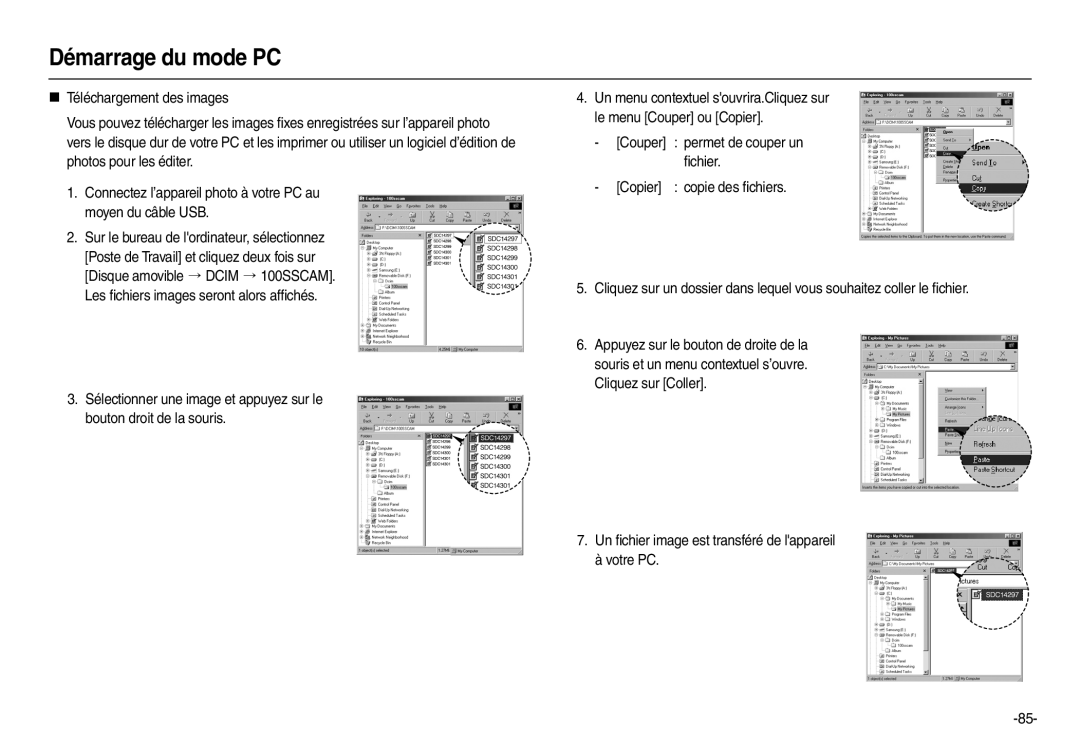 Samsung EC-L210ZPDA/E3, EC-L210B01KFR, EC-L210ZUDA/E3, EC-L210ZSDA/E3 Un ﬁchier image est transféré de lappareil à votre PC 