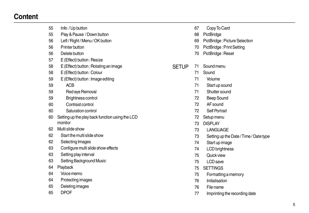 Samsung EC-L210ZPDA/E3, EC-L210B01KFR, EC-L210ZUDA/E3, EC-L210ZSDA/E3, EC-L210S01KFR Acb, Brightness control Contrast control 