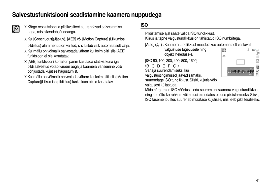 Samsung EC-L210ZSBA/RU, EC-L210ZBBA/LV, EC-L210ZRBA/RU manual Säriaja suurendamiseks, kui, Valgustustingimused jäävad samaks 