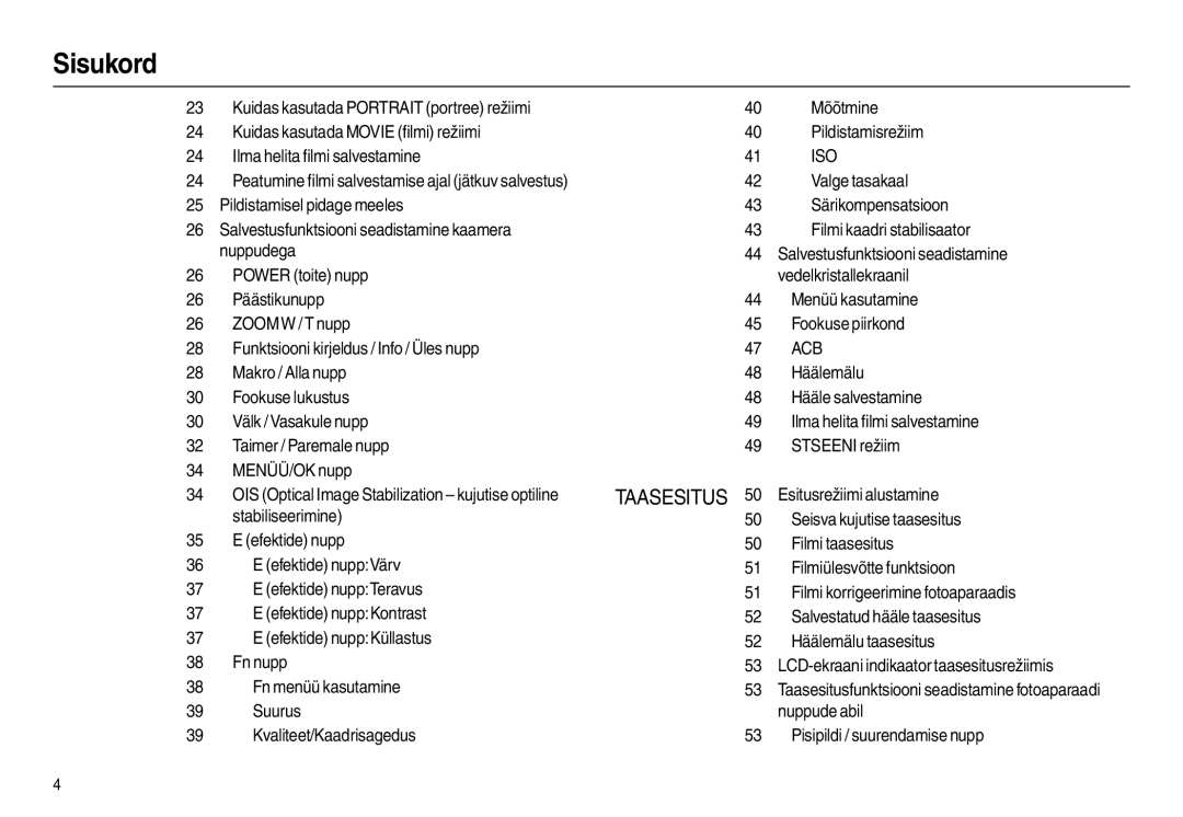 Samsung EC-L210ZSBA/LV, EC-L210ZSBA/RU, EC-L210ZBBA/LV manual Valge tasakaal, Esitusrežiimi alustamine, Fn menüü kasutamine 