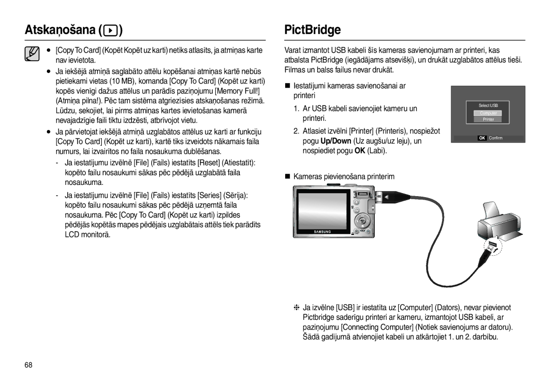 Samsung EC-L210ZBBA/RU, EC-L210ZSBA/RU, EC-L210ZBBA/LV, EC-L210ZRBA/RU, EC-L210ZRBA/LV, EC-L210ZSBA/LV manual PictBridge 