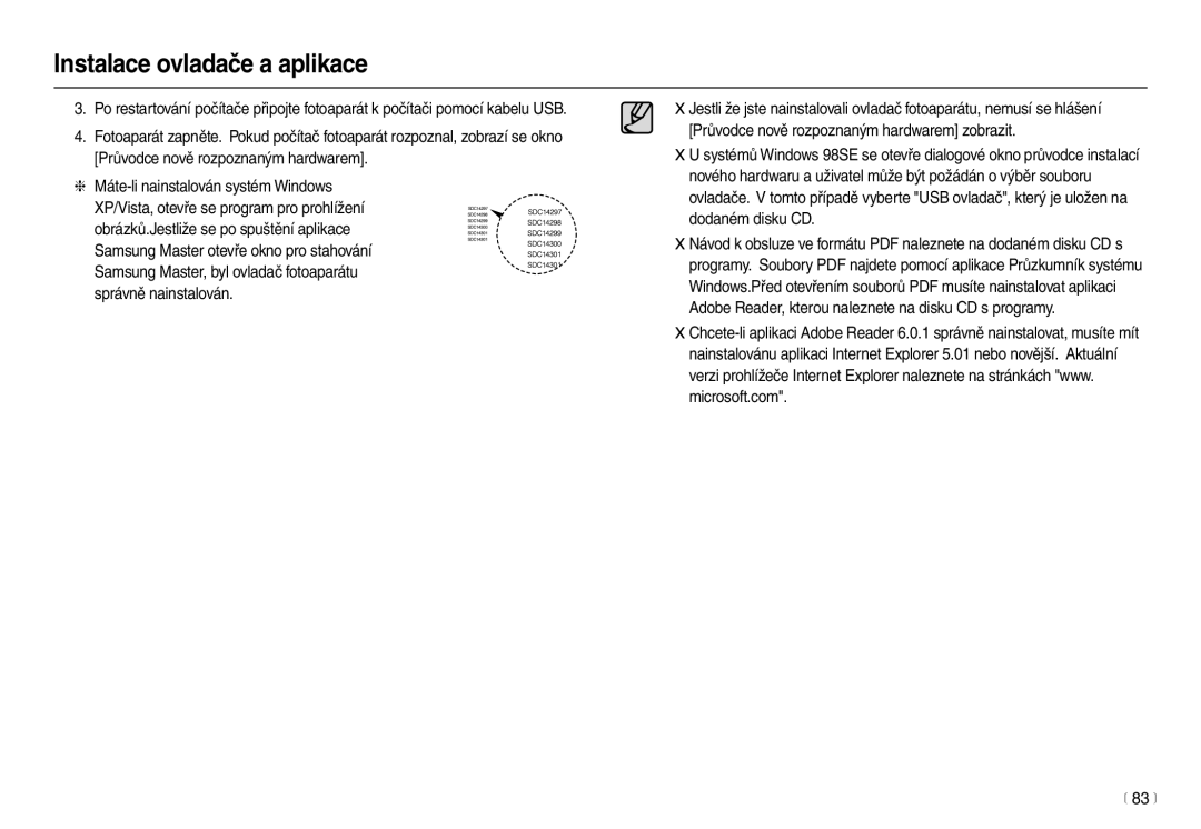 Samsung EC-L210ZSDA/E3, EC-L210ZBDA/E3 manual Instalace ovladače a aplikace 