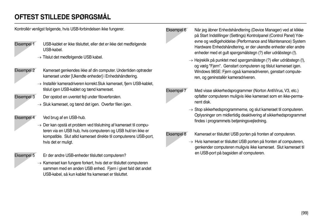 Samsung EC-L210ZPDA/E3, EC-L210ZUDA/E3, EC-L210ZSDA/E3, EC-L210ZRDA/E3, EC-L210ZRBA/E2 manual Oftest Stillede Spørgsmål 