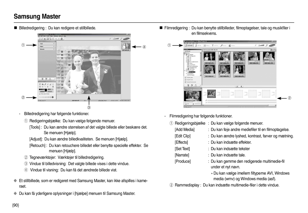 Samsung EC-L210ZRBA/E2, EC-L210ZUDA/E3, EC-L210ZSDA/E3 manual Edit Clip, Under et nyt navn, Media wmv og Windows media asf 