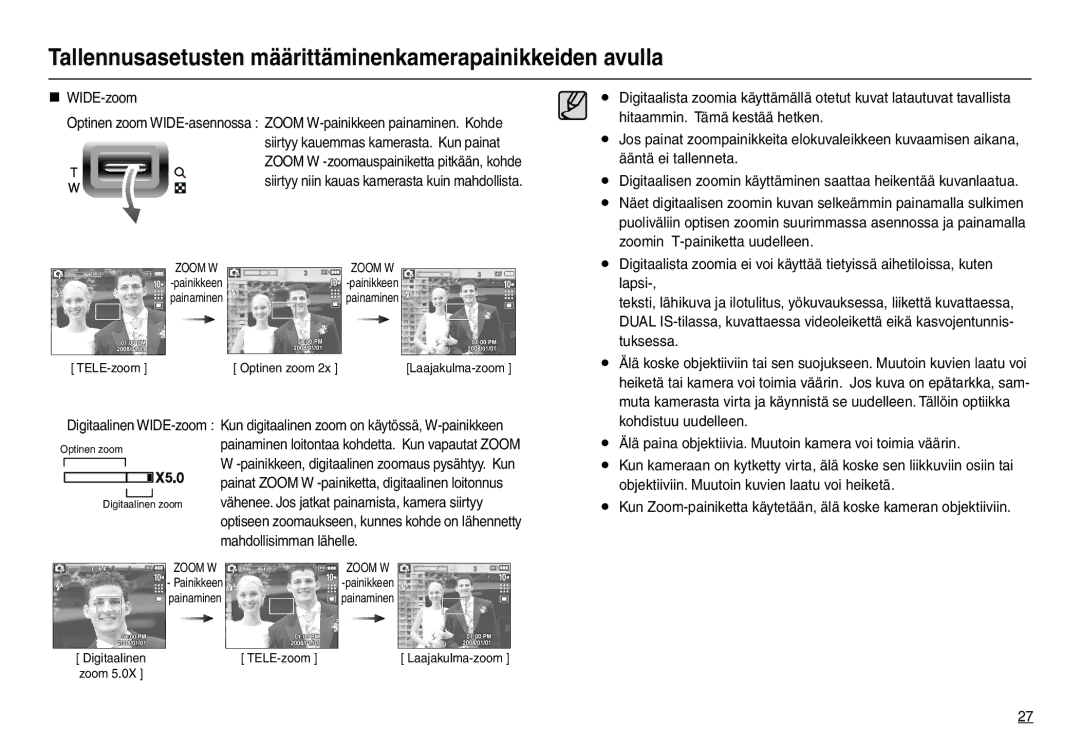 Samsung EC-L210ZPDA/E3 Hitaammin. Tämä kestää hetken, Ääntä ei tallenneta, Zoomin T-painiketta uudelleen, Lapsi, Tuksessa 