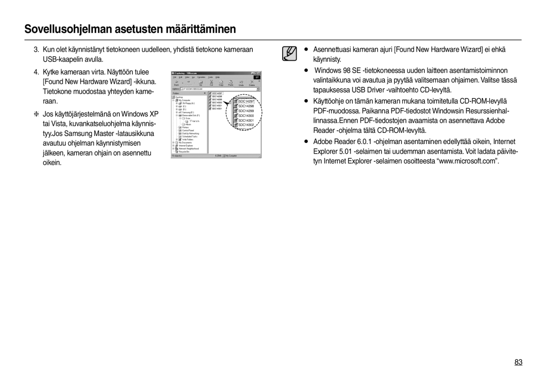 Samsung EC-L210ZPDA/E3, EC-L210ZUDA/E3, EC-L210ZSDA/E3, EC-L210ZRDA/E3 manual Sovellusohjelman asetusten määrittäminen 