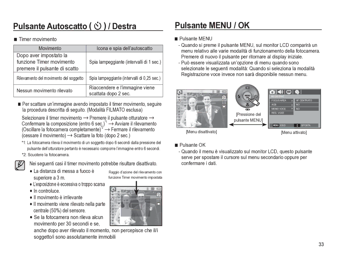 Samsung EC-L301ZBBP/IT manual Pulsante Menu / OK 