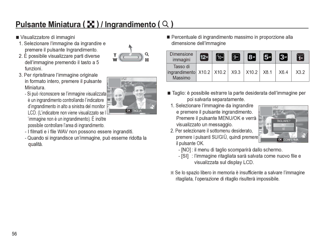 Samsung EC-L301ZBBP/IT manual Pulsante Miniatura º / Ingrandimento í, Visualizzatore di immagini, Visualizzato un messaggio 