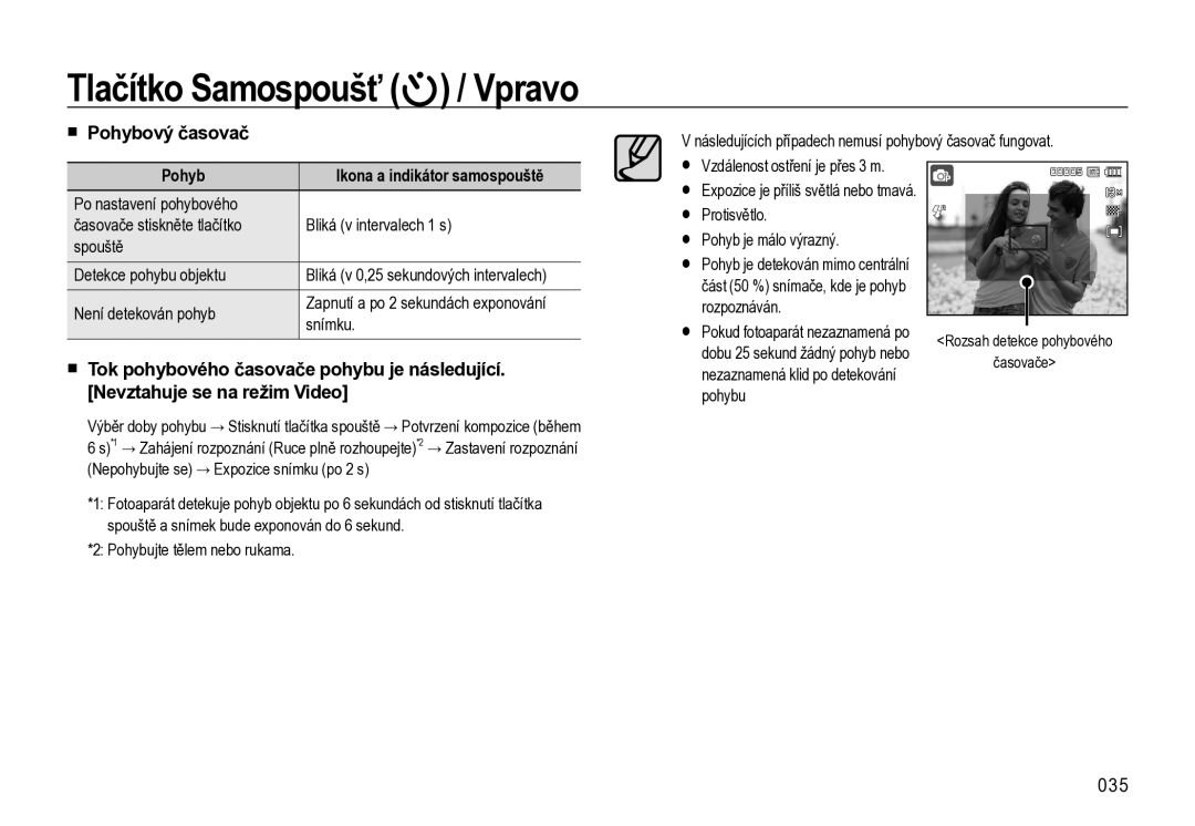 Samsung EC-L310WBBA/E3, EC-L310WNBA/E3, EC-L310WSBA/E3 manual Pohybový časovač, 035 