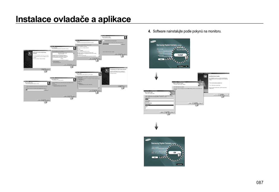 Samsung EC-L310WNBA/E3, EC-L310WBBA/E3, EC-L310WSBA/E3 manual 087, Software nainstalujte podle pokynů na monitoru 