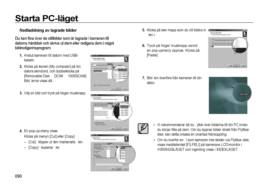 Samsung EC-L310WSBA/E2, EC-L310WBBA/E3, EC-L310WBBA/E2, EC-L310WNBA/E2, EC-L310WPBA/E2 Nedladdning av lagrade bilder, 090 