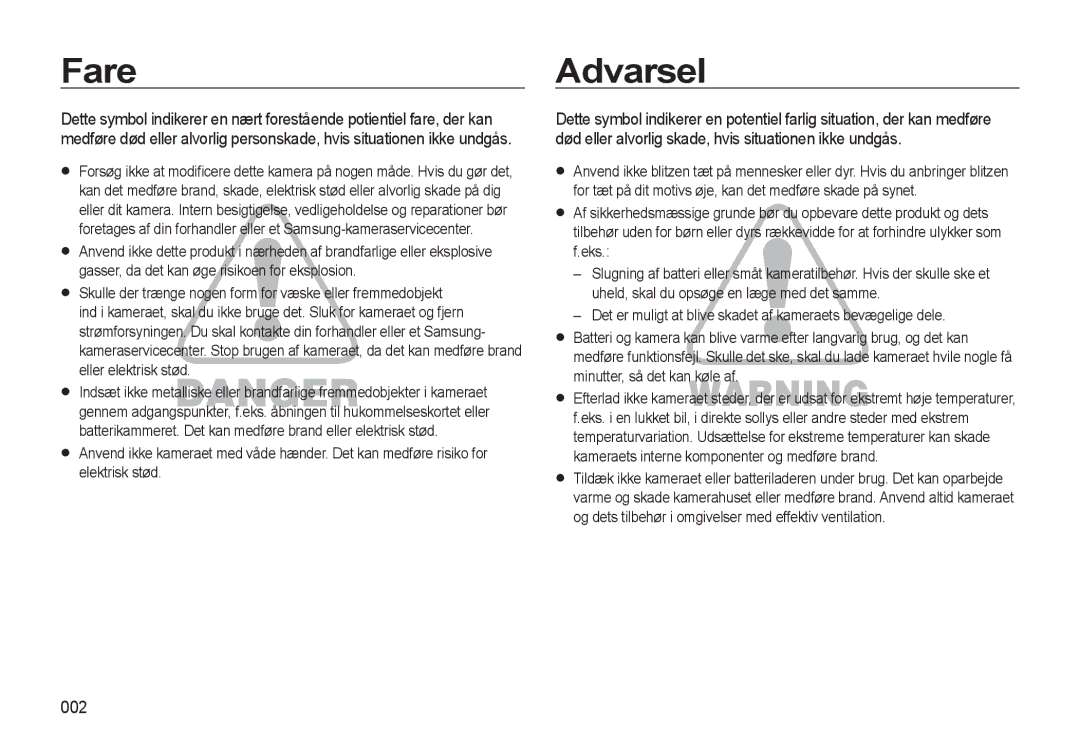 Samsung EC-L310WNBA/E2, EC-L310WBBA/E3, EC-L310WSBA/E2, EC-L310WBBA/E2, EC-L310WPBA/E2 manual Fare, 002 