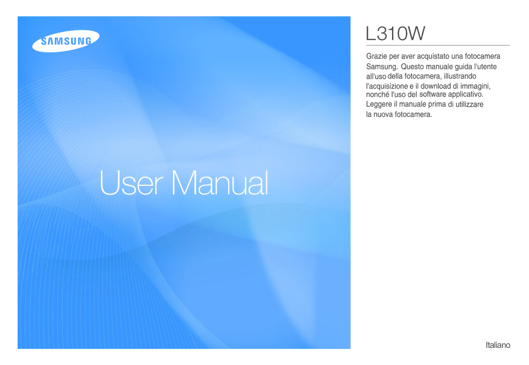 Samsung EC-L310WSBA/IT, EC-L310WBBA/IT, EC-L310WNBA/IT, EC-L310WPBC/IT, EC-L310WNBB/IT, EC-L310WNBC/IT manual Italiano 
