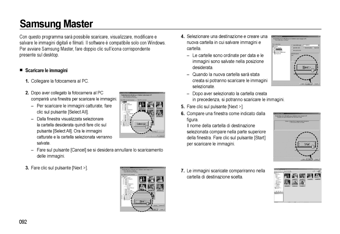 Samsung EC-L310WBBB/IT, EC-L310WBBA/IT manual Samsung Master, Scaricare le immagini, 092, Collegare la fotocamera al PC 