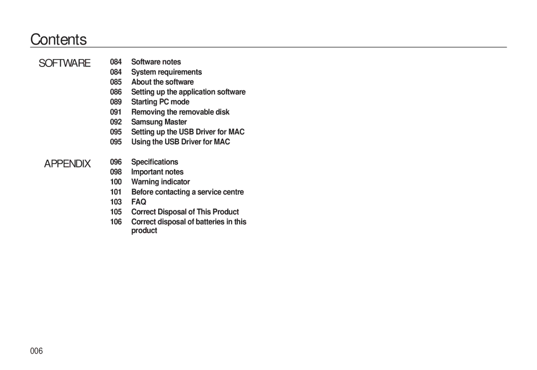 Samsung EC-L310WPBC/IT, EC-L310WNBA/FR, EC-L310WBBA/FR, EC-L310WSBA/FR, EC-L310WPBA/FR, EC-L310WBBA/IT Software Appendix, 006 