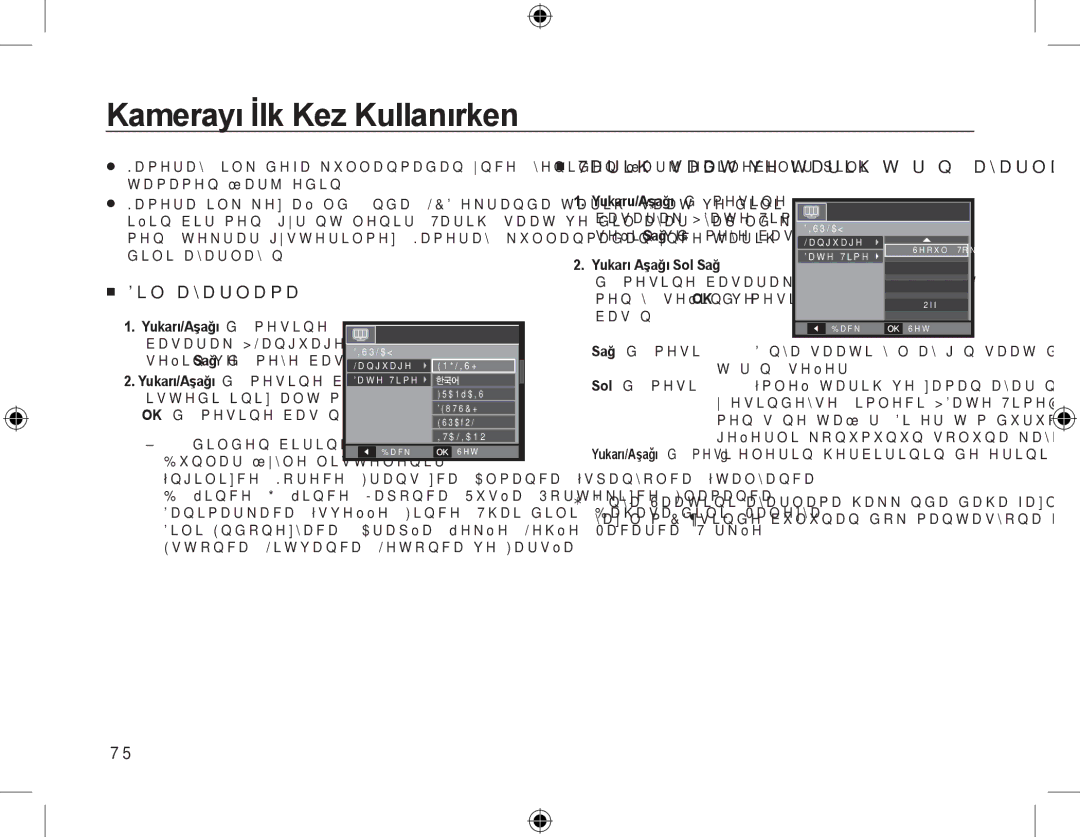 Samsung EC-L310WNBA/FR manual Kamerayı İlk Kez Kullanırken,  Tarih, saat ve tarih türünü ayarlama,  Dil ayarlama, TR-6 