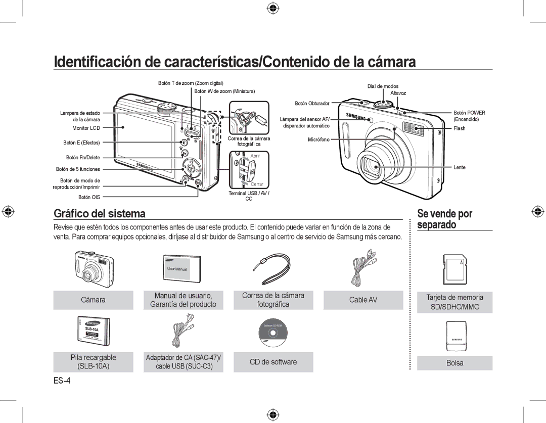 Samsung EC-L310WBBC/IT Identiﬁcación de características/Contenido de la cámara, Gráﬁco del sistema Se vende por, Separado 