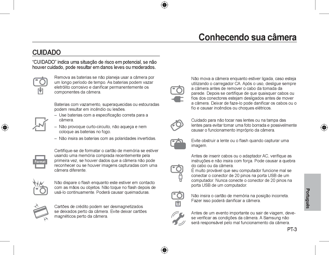 Samsung EC-L310WSBA/VN, EC-L310WNBA/FR, EC-L310WBBA/FR, EC-L310WSBA/FR, EC-L310WPBA/FR, EC-L310WBBA/IT manual Cuidado, PT-3 