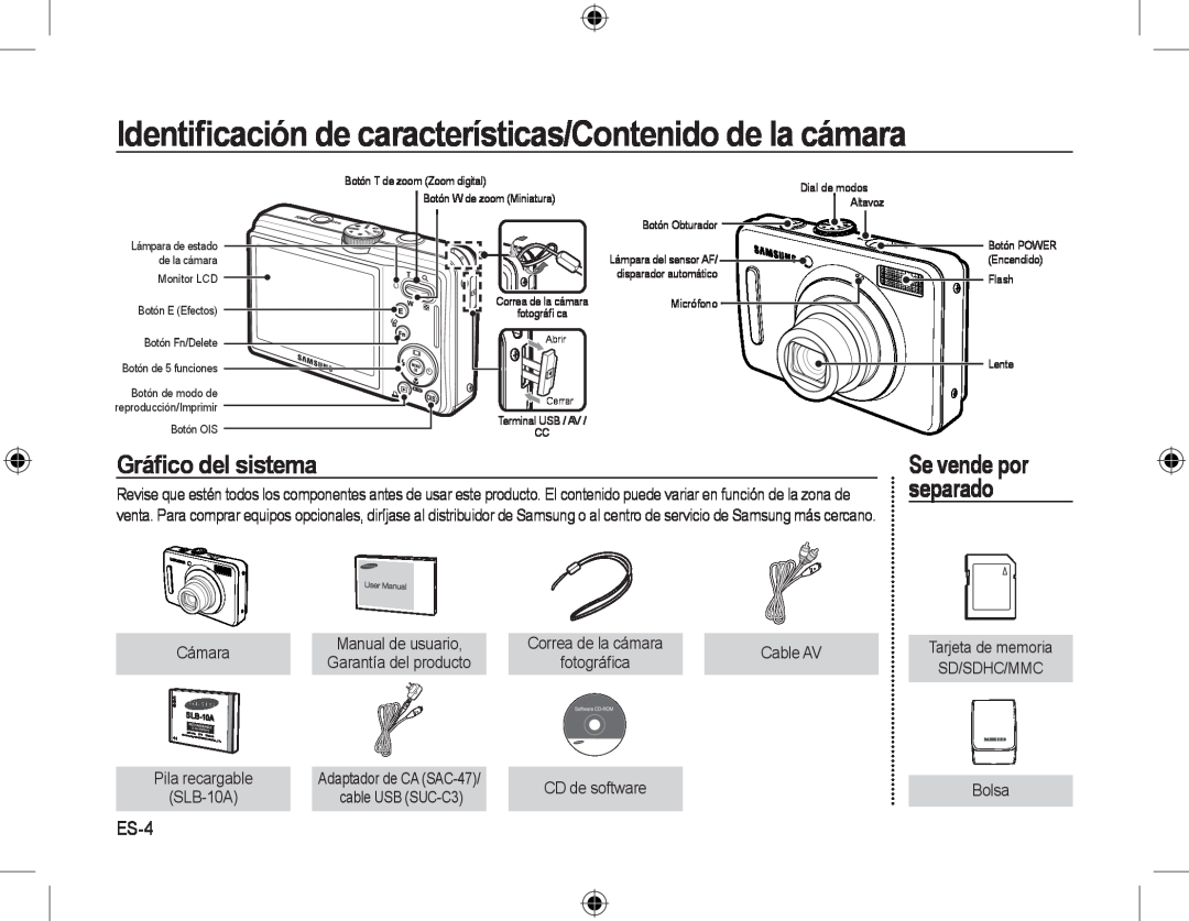 Samsung EC-L310WBBC/IT Identiﬁcación de características/Contenido de la cámara, Gráﬁco del sistema, Se vende por, separado 