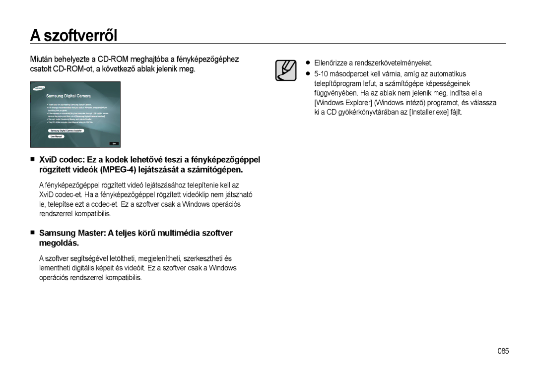 Samsung EC-L310WSBA/E2, EC-L310WPBC/IT manual Szoftverről, Samsung Master a teljes körű multimédia szoftver megoldás 