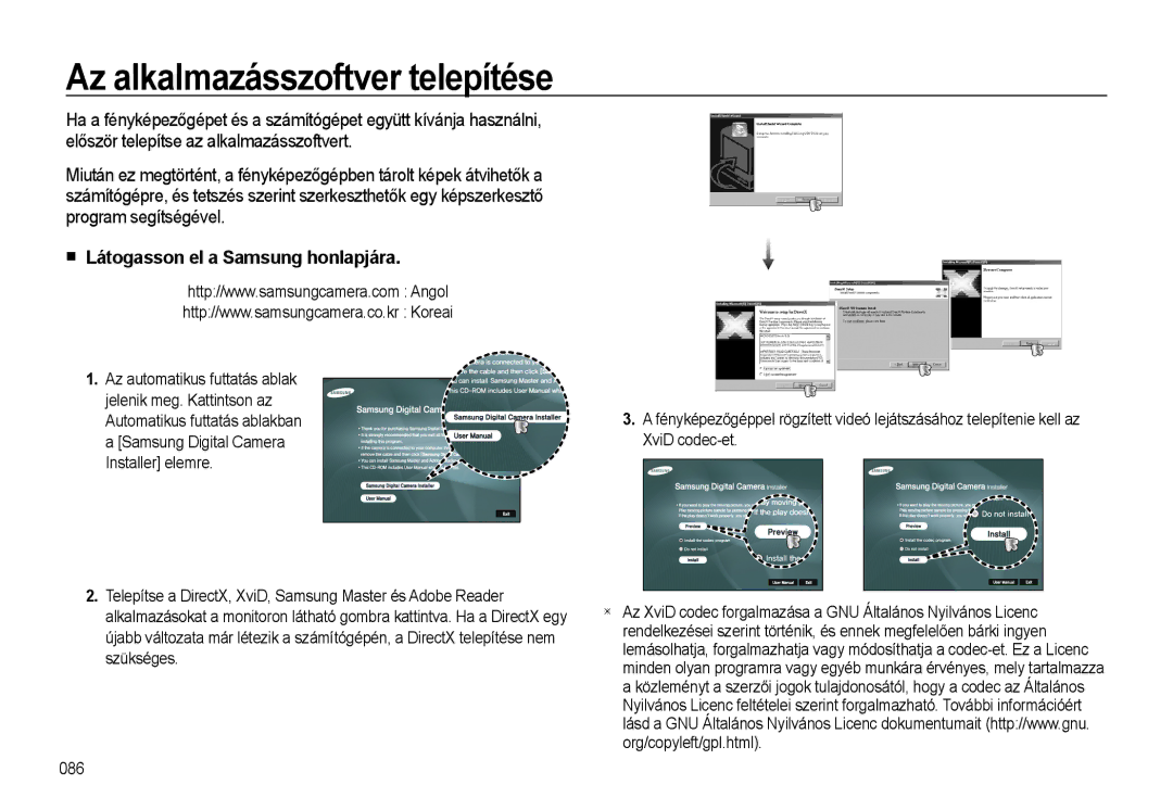 Samsung EC-L310WBBA/E1, EC-L310WPBC/IT, EC-L310WNBC/IT Az alkalmazásszoftver telepítése, Látogasson el a Samsung honlapjára 