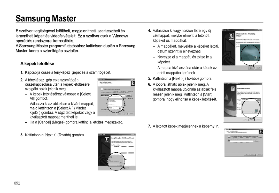 Samsung EC-L310WBBA/E3, EC-L310WPBC/IT manual Samsung Master, Képek letöltése, Letöltött képek megjelennek a képernyőn 