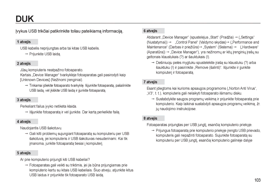 Samsung EC-L310WSBA/RU manual 103, Atvejis 