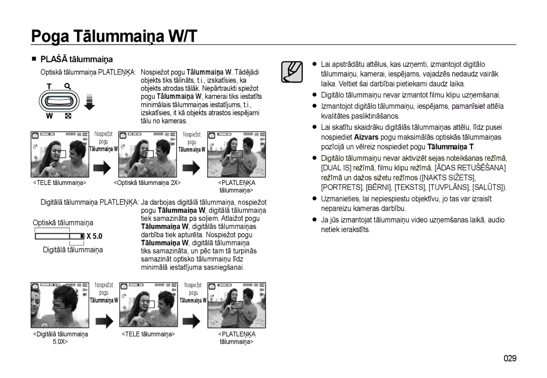 Samsung EC-L310WSBA/RU manual „ Plašā tālummaiņa, 029 