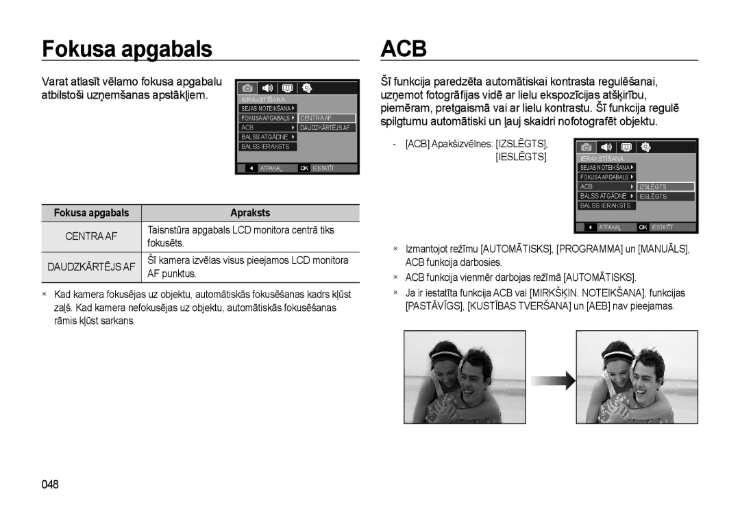 Samsung EC-L310WSBA/RU manual Fokusa apgabals, 048, Daudzkārtējs AF, AF punktus 