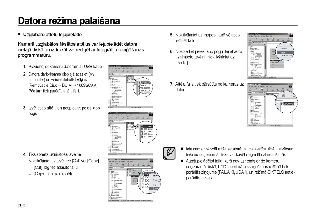 Samsung EC-L310WSBA/RU manual „ Uzglabāto attēlu lejupielāde, 090 