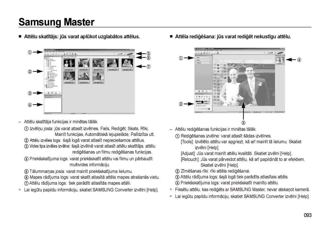 Samsung EC-L310WSBA/RU manual 093, Attēlu skatītāja funkcijas ir minētas tālāk 