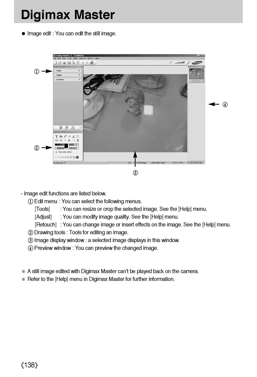 Samsung EC-L55WZSBA/E1, EC-L55WZSAA, EC-L55WZEBA/E1 manual 138 