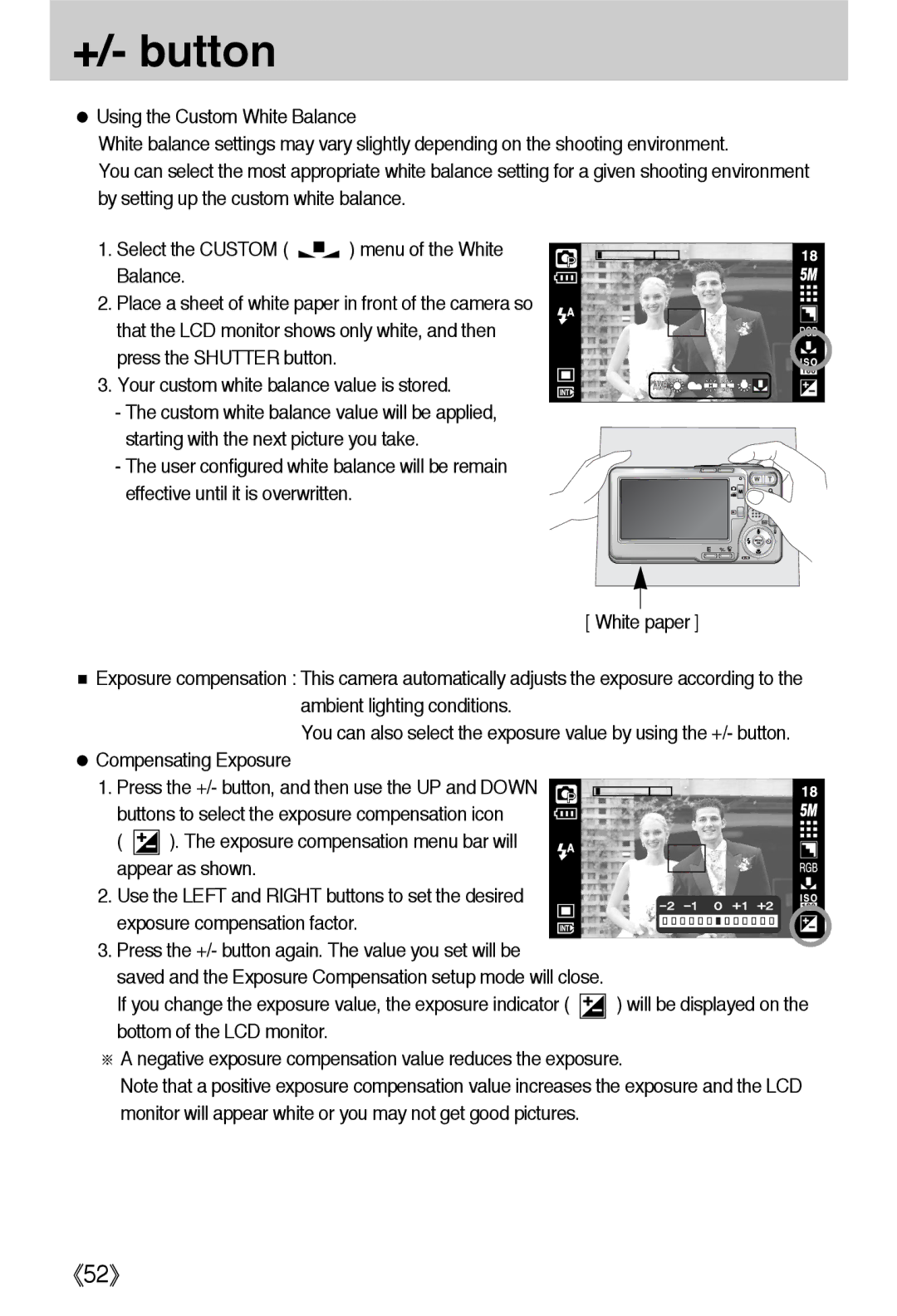 Samsung EC-L55WZSAA, EC-L55WZSBA/E1, EC-L55WZEBA/E1 manual +/- button 