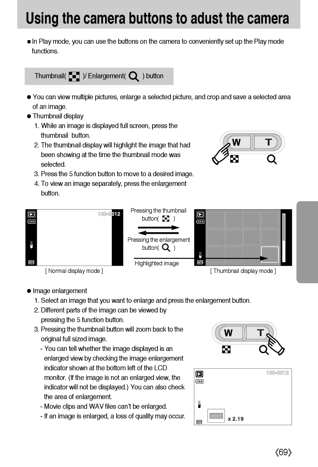 Samsung EC-L55WZSBA/E1, EC-L55WZSAA, EC-L55WZEBA/E1 manual Using the camera buttons to adjust the camera 