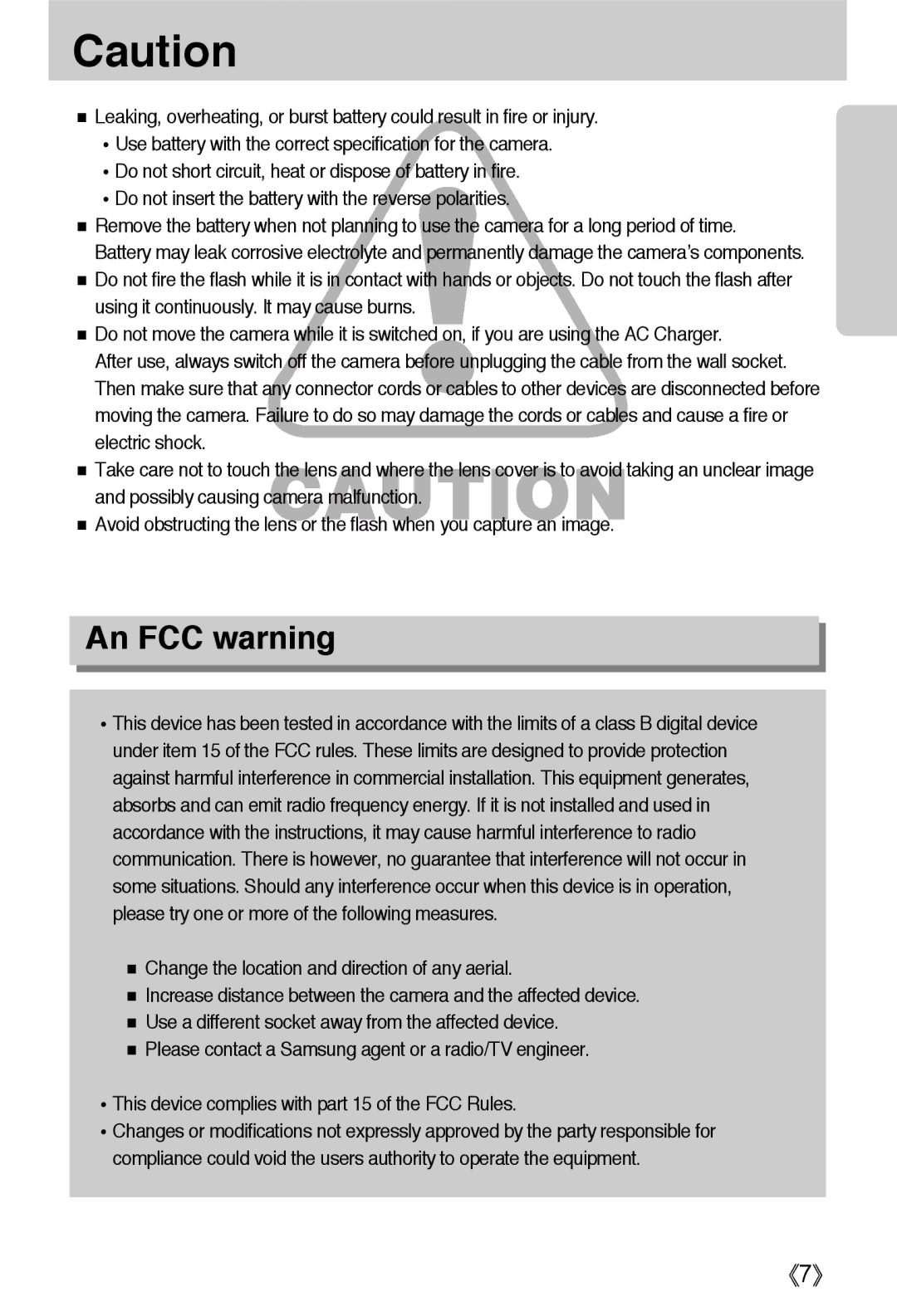 Samsung EC-L55WZSAA, EC-L55WZSBA/E1, EC-L55WZEBA/E1 manual An FCC warning 