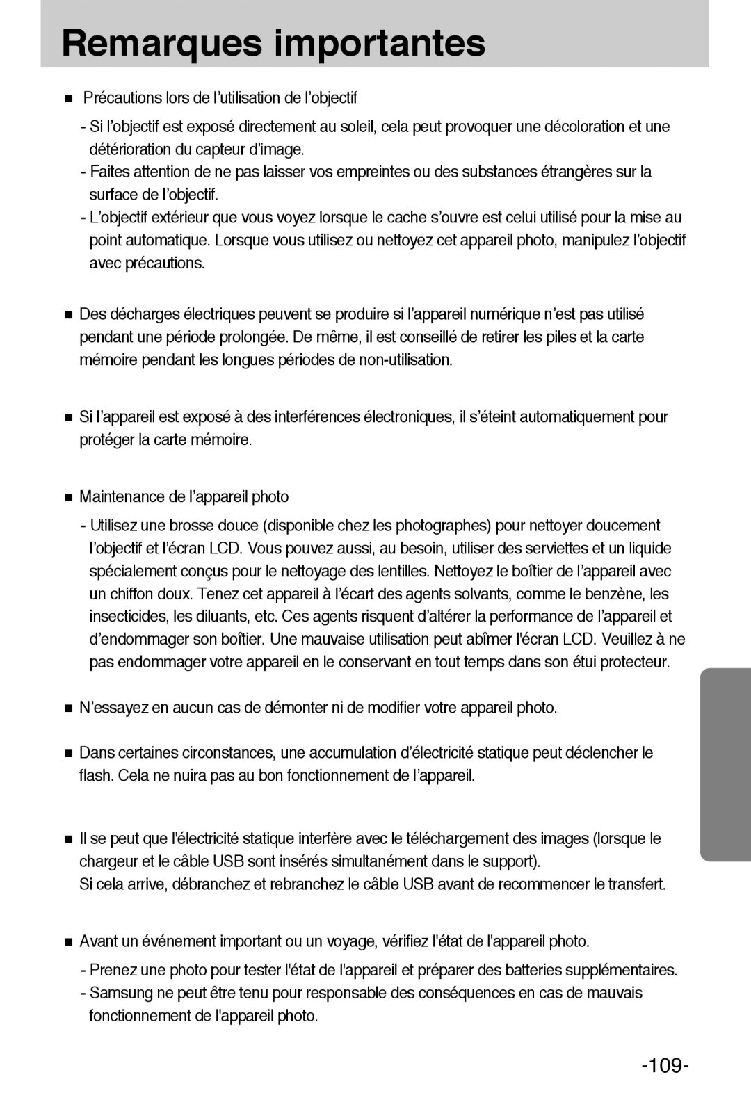 Samsung EC-L55WZSBA/E1 manual 109 