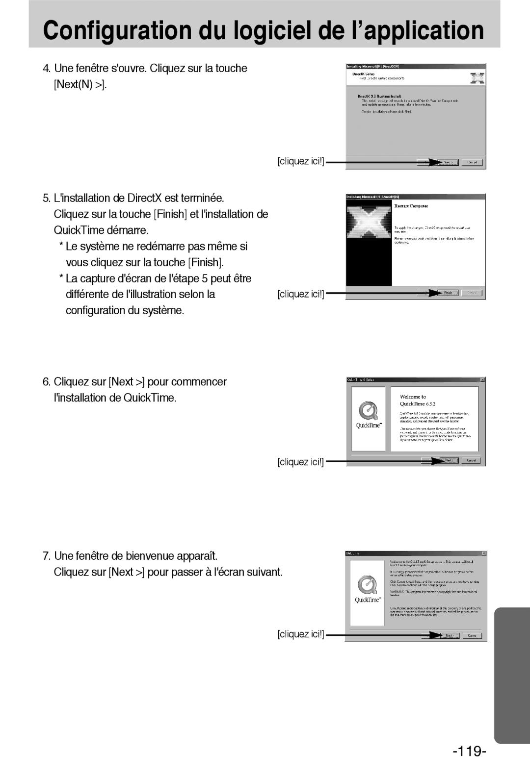 Samsung EC-L55WZSBA/E1 manual Une fenêtre souvre. Cliquez sur la touche NextN, Configuration du système 