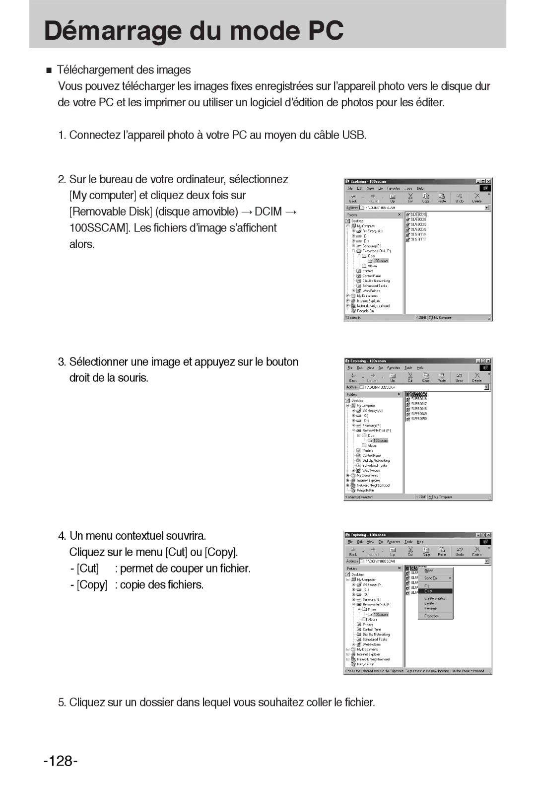 Samsung EC-L55WZSBA/E1 manual Cut, Copy Copie des fichiers 