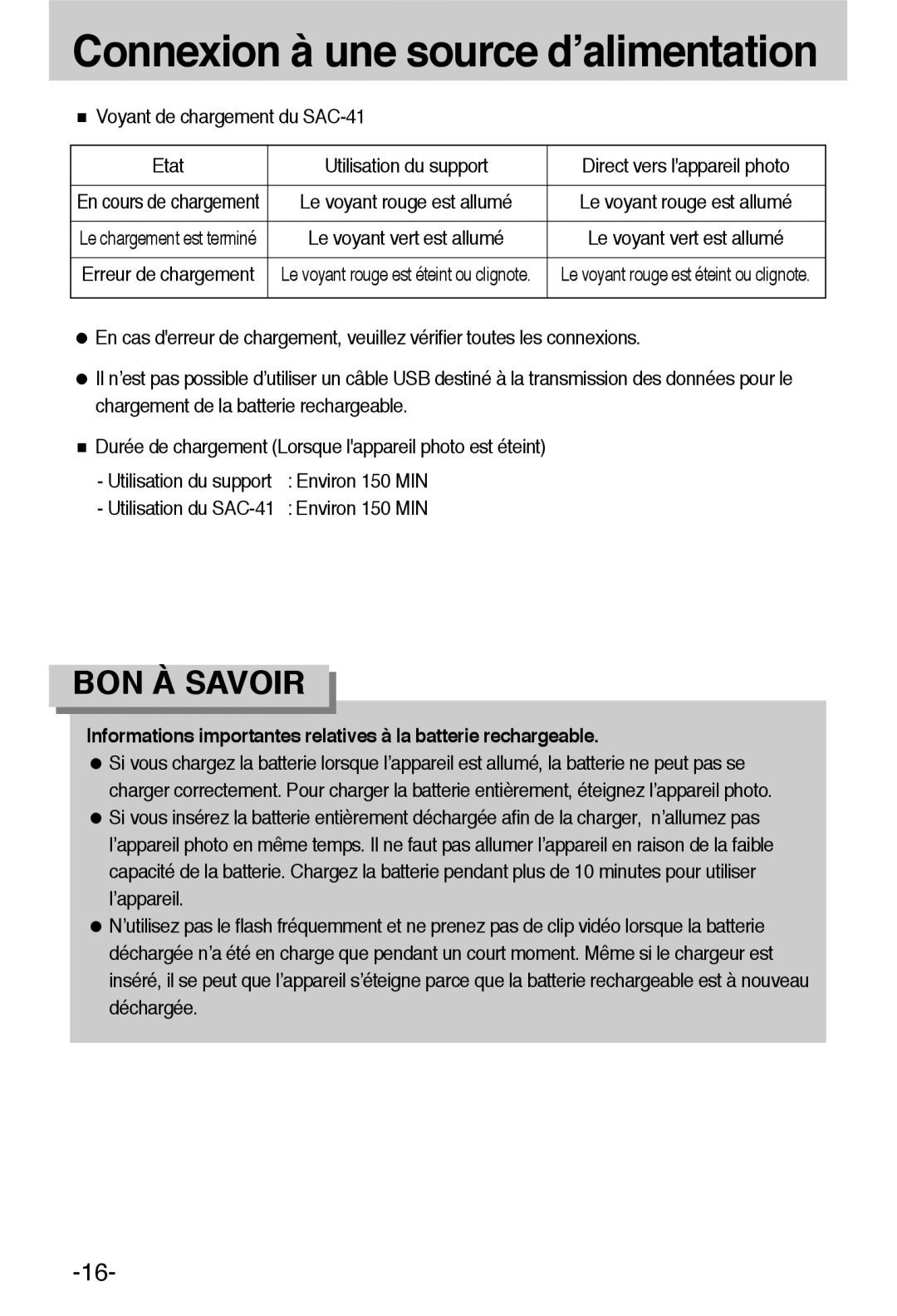 Samsung EC-L55WZSBA/E1 manual Utilisation du support 