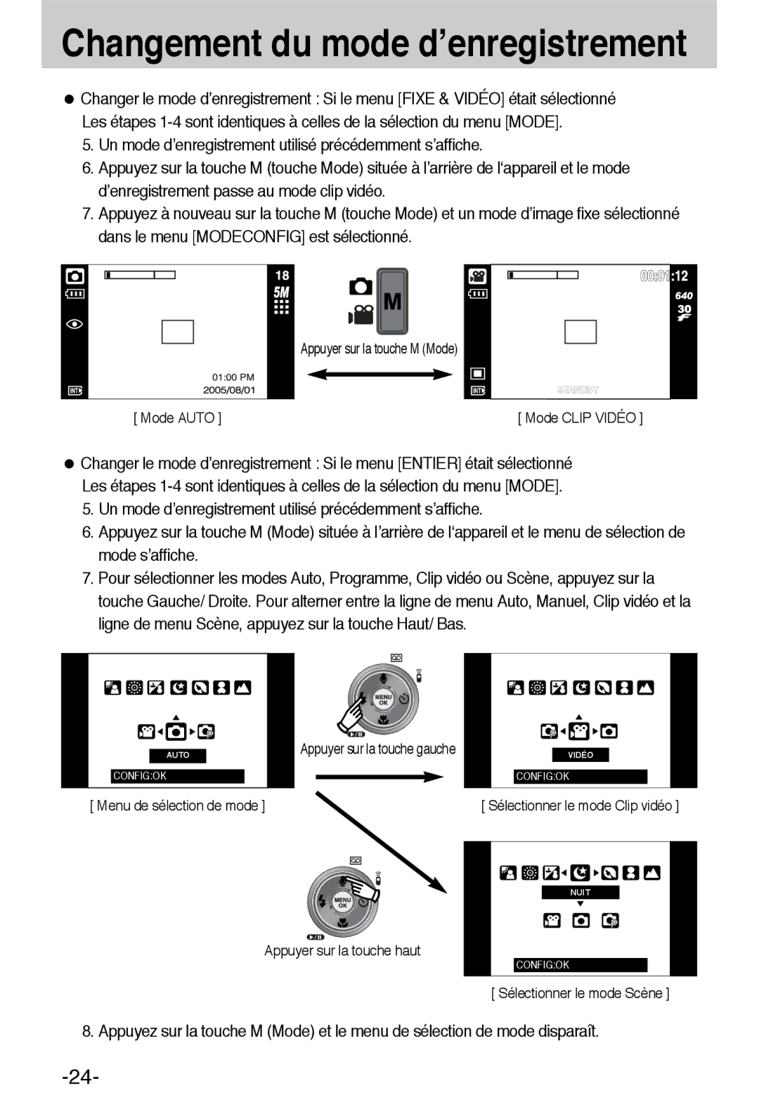 Samsung EC-L55WZSBA/E1 manual Changement du mode d’enregistrement 