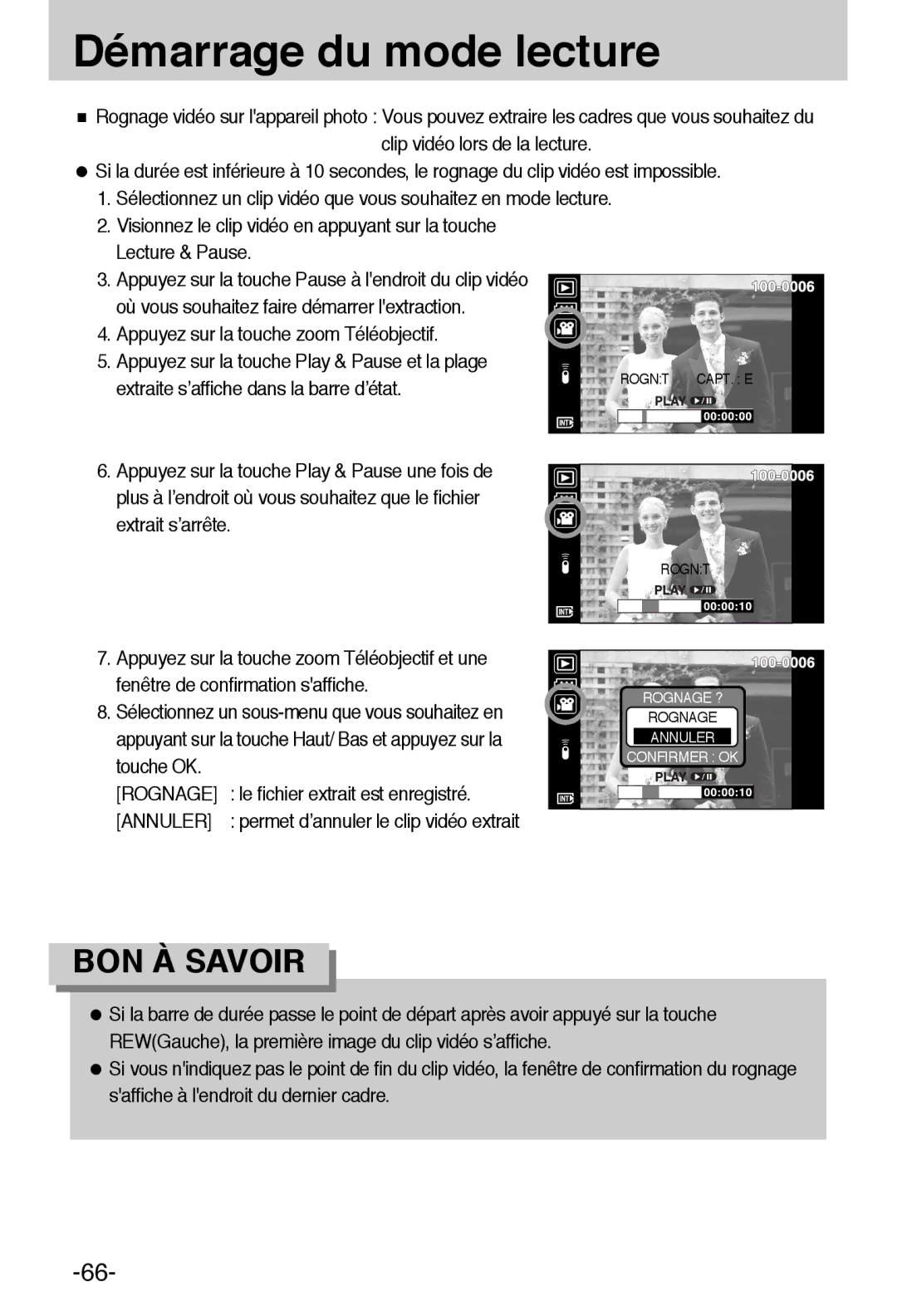 Samsung EC-L55WZSBA/E1 manual Rognage, Annuler 