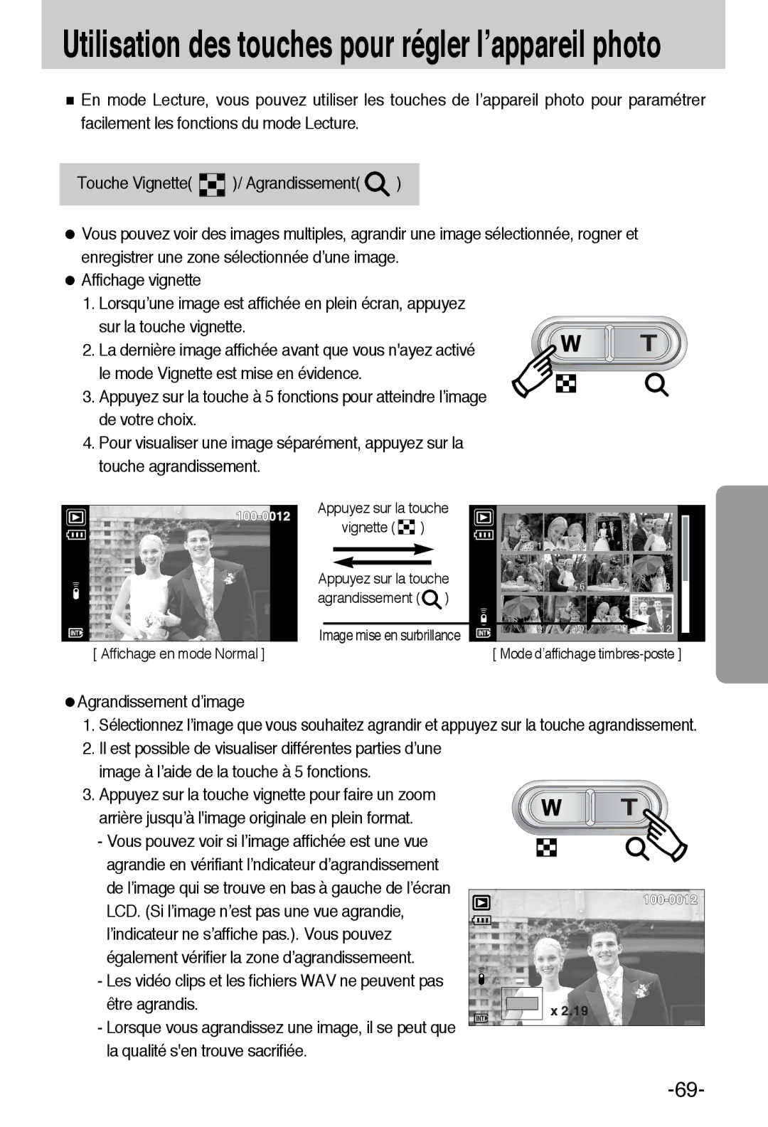 Samsung EC-L55WZSBA/E1 manual Agrandissement d’image 