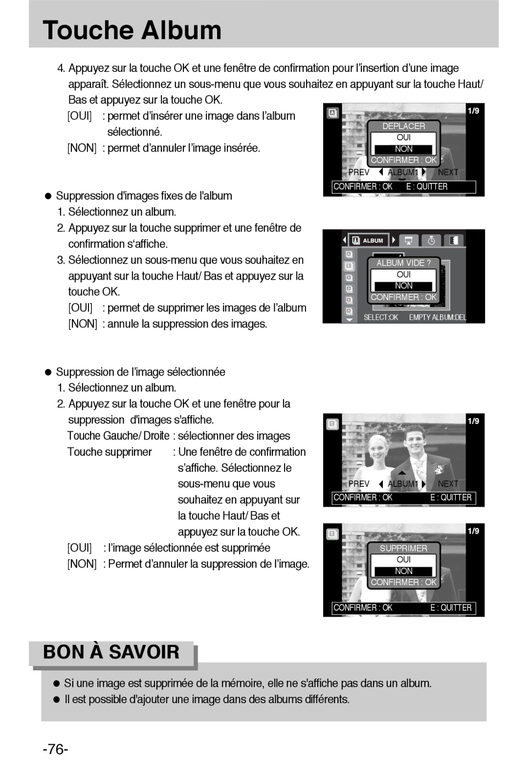 Samsung EC-L55WZSBA/E1 manual Oui, Non 