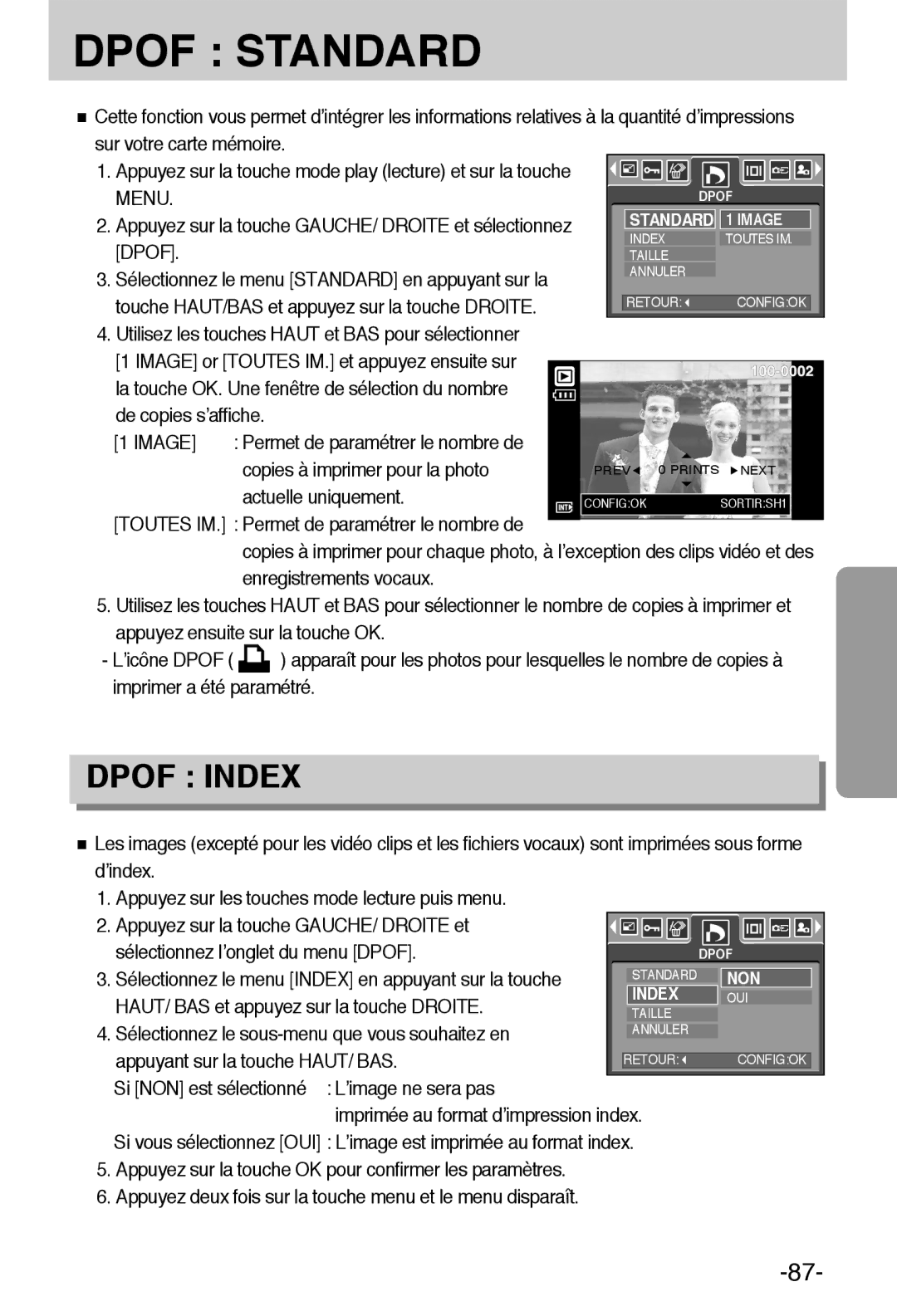 Samsung EC-L55WZSBA/E1 manual Image, Actuelle uniquement, HAUT/ BAS et appuyez sur la touche Droite 