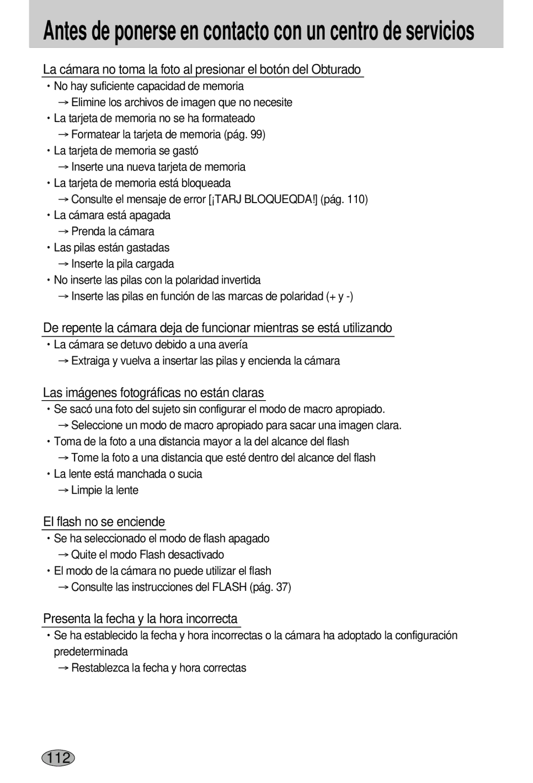 Samsung EC-L55WZSBA/E1 manual Las imágenes fotográficas no están claras, ㆍNo hay suficiente capacidad de memoria 