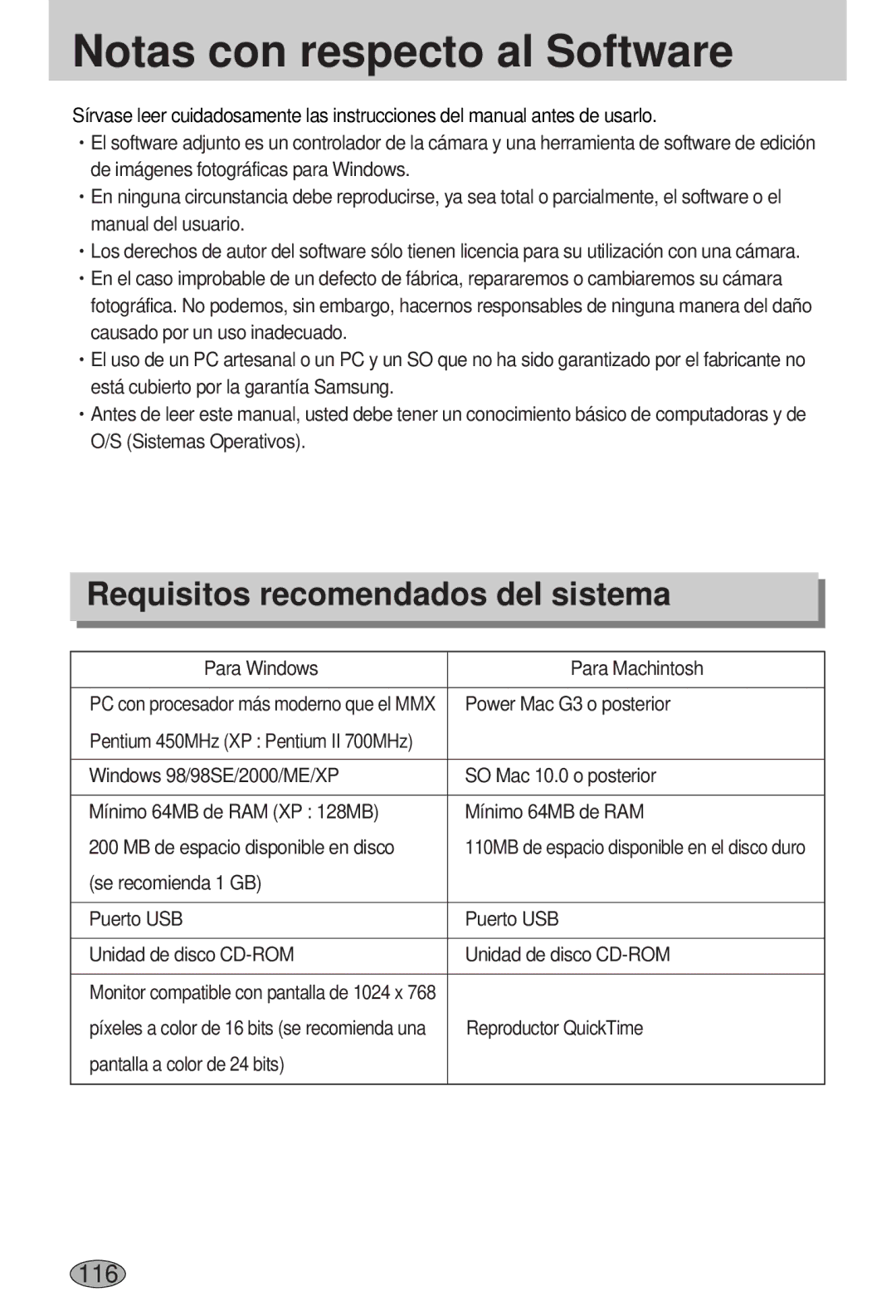 Samsung EC-L55WZSBA/E1 manual Notas con respecto al Software 