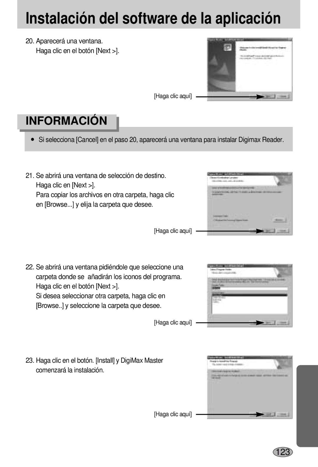 Samsung EC-L55WZSBA/E1 manual 123 