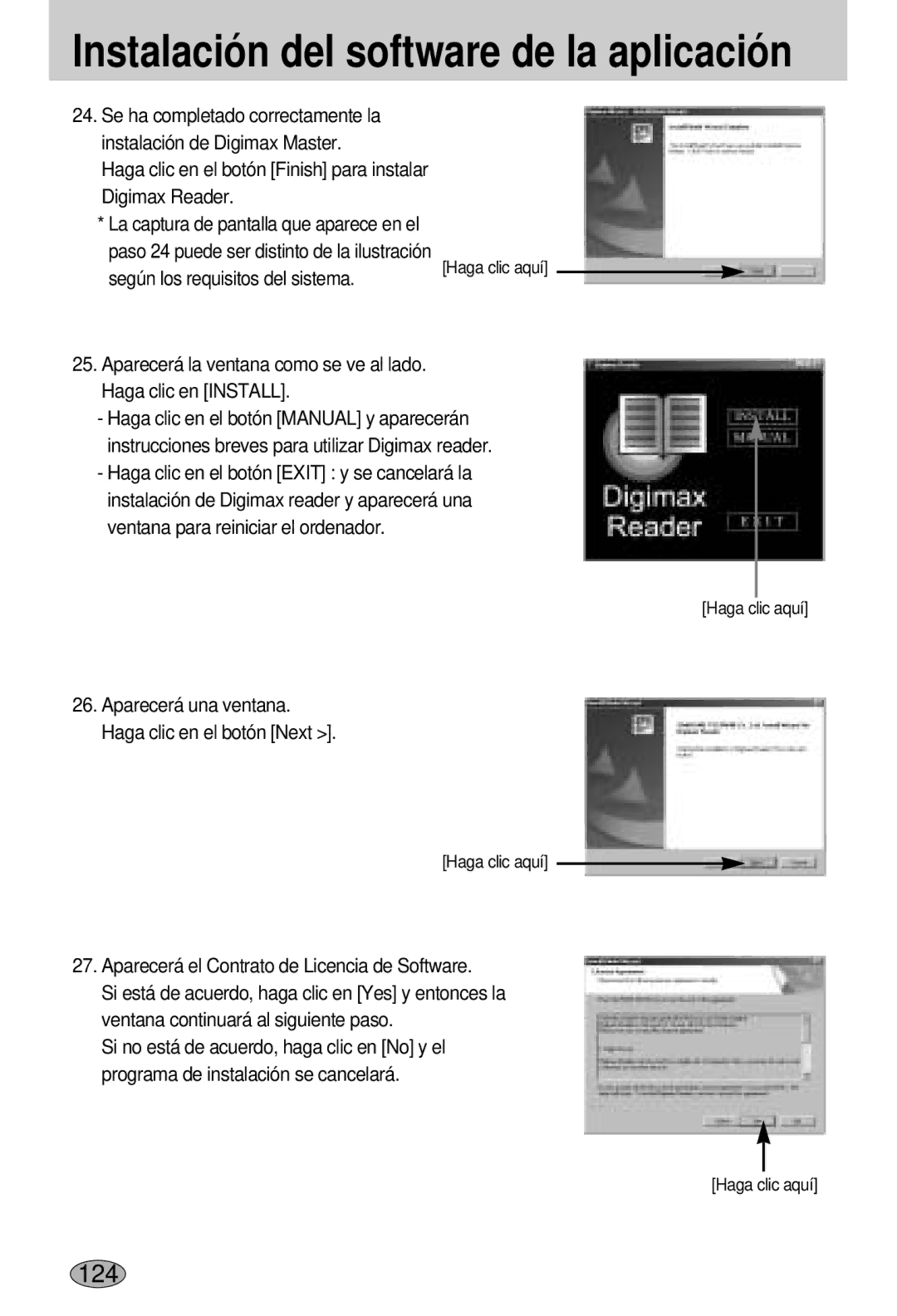 Samsung EC-L55WZSBA/E1 manual Haga clic en el botón Finish para instalar Digimax Reader, Según los requisitos del sistema 