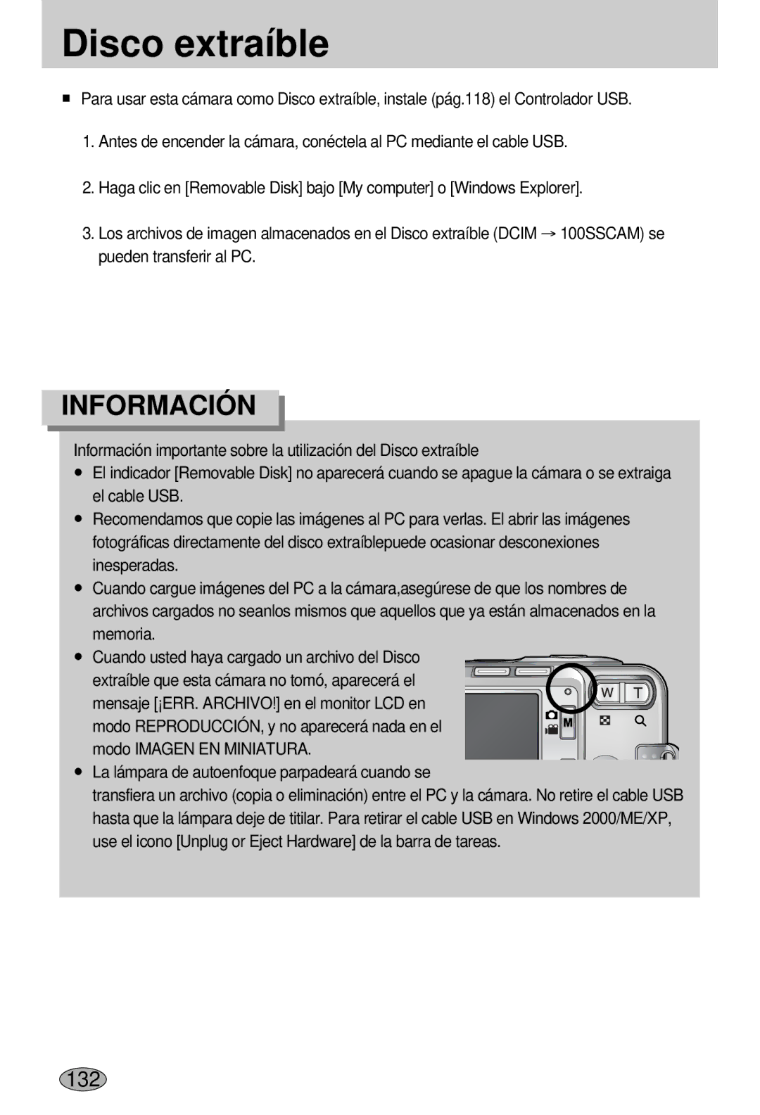 Samsung EC-L55WZSBA/E1 manual Disco extraíble, La lámpara de autoenfoque parpadeará cuando se 