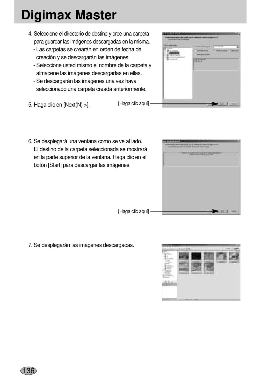 Samsung EC-L55WZSBA/E1 manual Se desplegarán las imágenes descargadas 